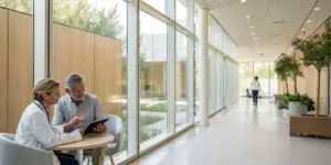 Patient and doctor in a modern facility discussing the best inpatient treatment options for depression.