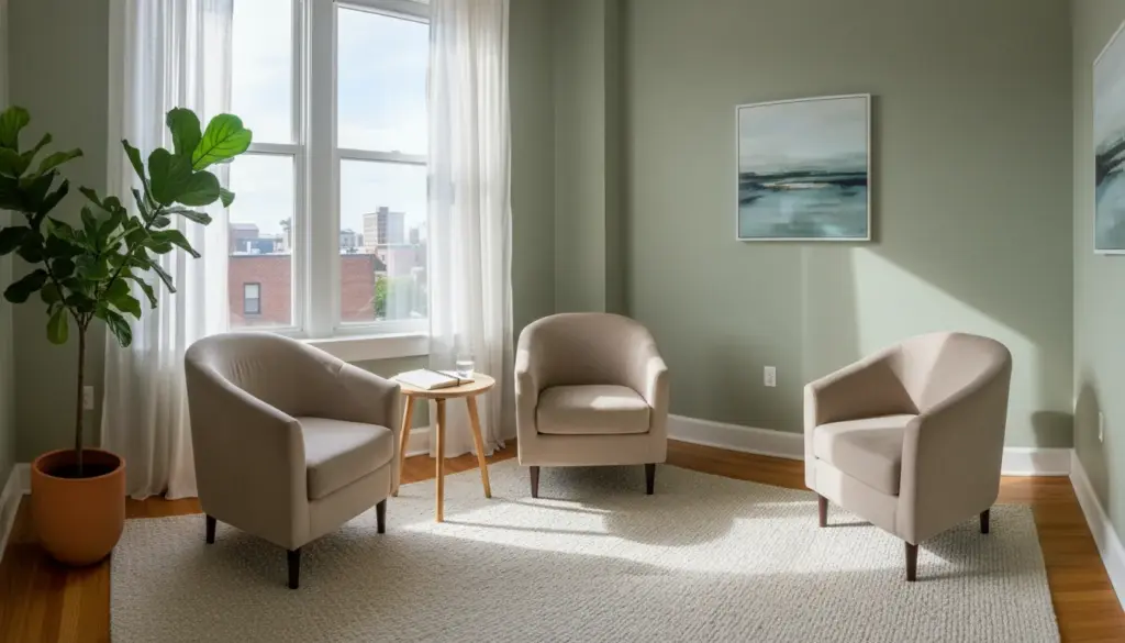 Private therapy room for trauma and addiction treatment in Cincinnati