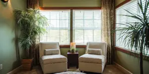 Calm therapy room with natural light representing healing from anxiety and addiction dual diagnosis