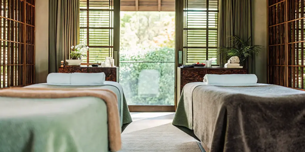 A calm, welcoming, luxury residential treatment center interior with soft natural light