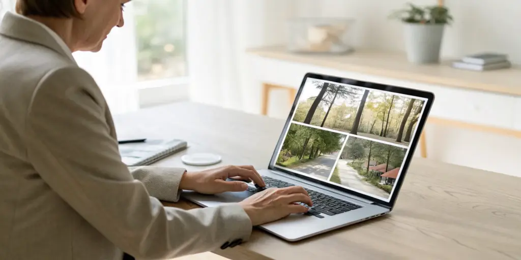 Person searching for rehabs that accept Blue Cross Blue Shield on a laptop.